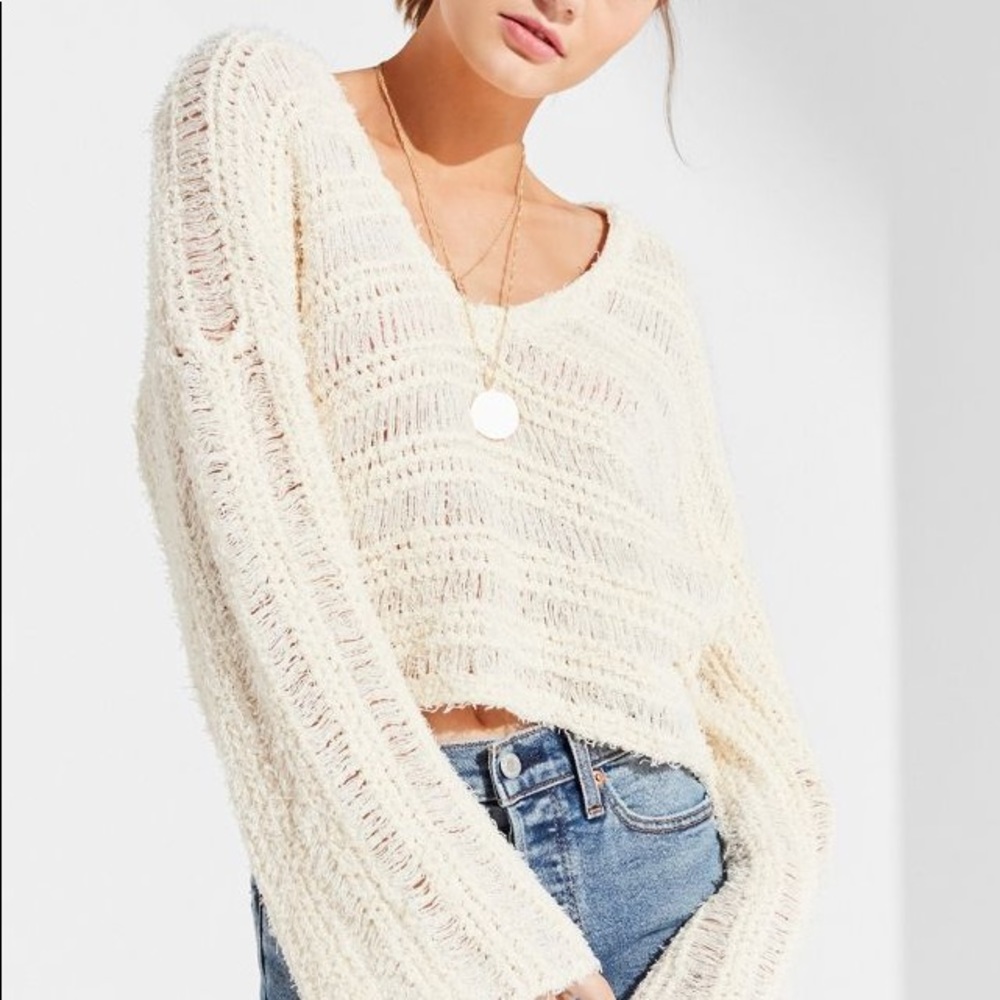 Urban Outfitters Tahiti Bell Sleeve Fringe Sweater